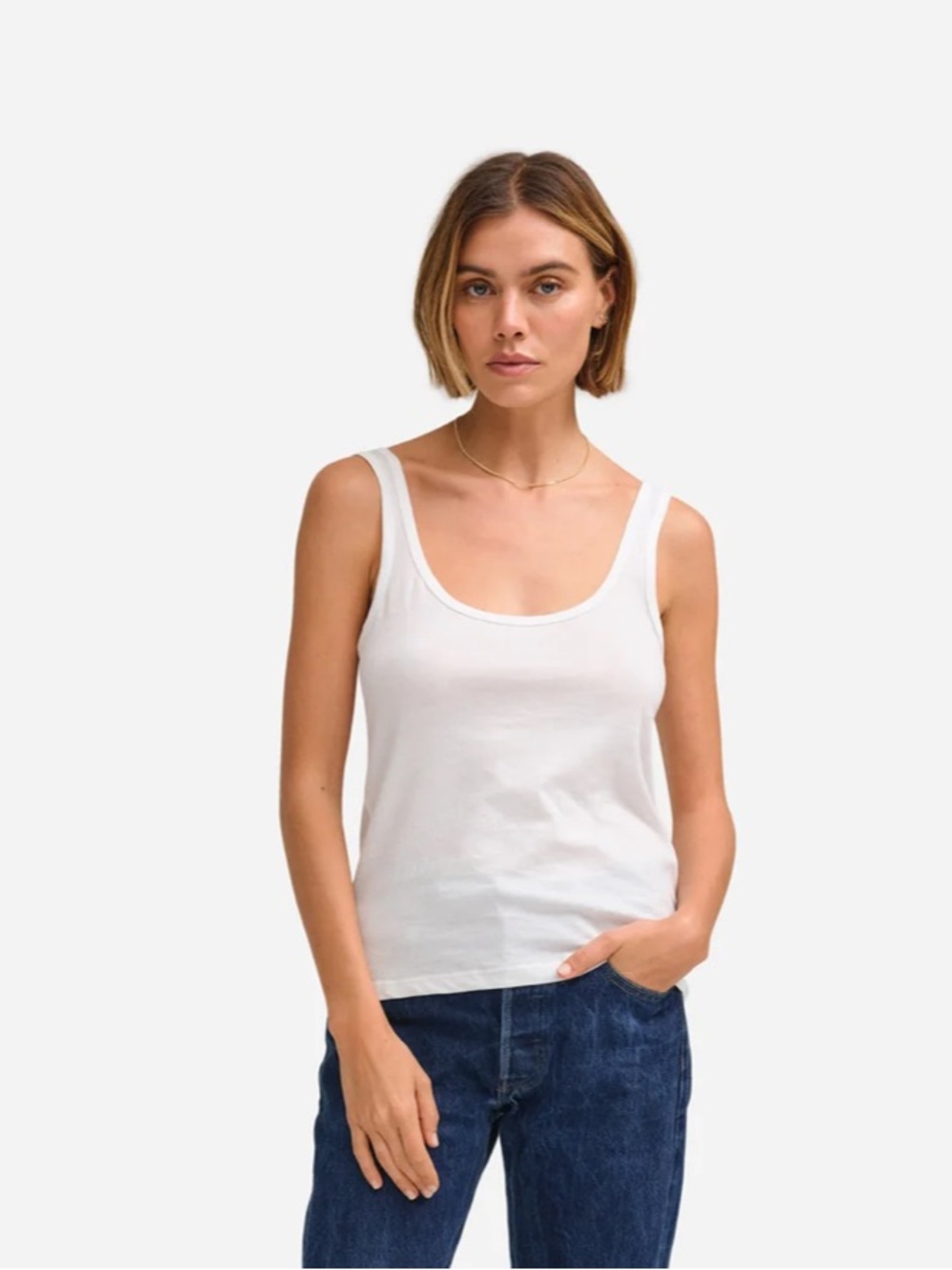 Mate the Label Organic Cotton Layering Tank True White Women’s Size Small - Picture 4 of 11